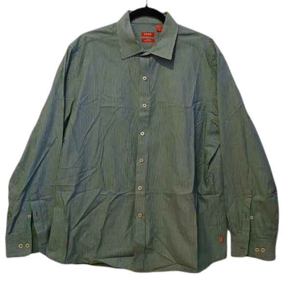 IZOD Green Striped Button Down Shirt Men's Size XL - Picture 1 of 6